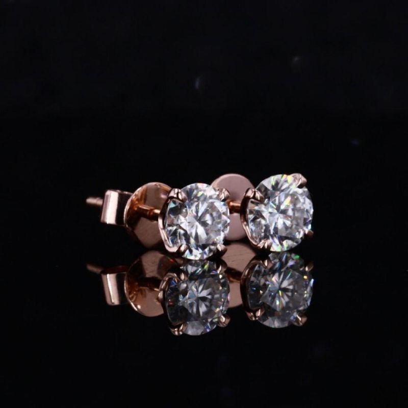 14K 18K Gold Plated Stud Earring Asscher Cut 7X7mm 2 CT D Colorless Moissanite Earring