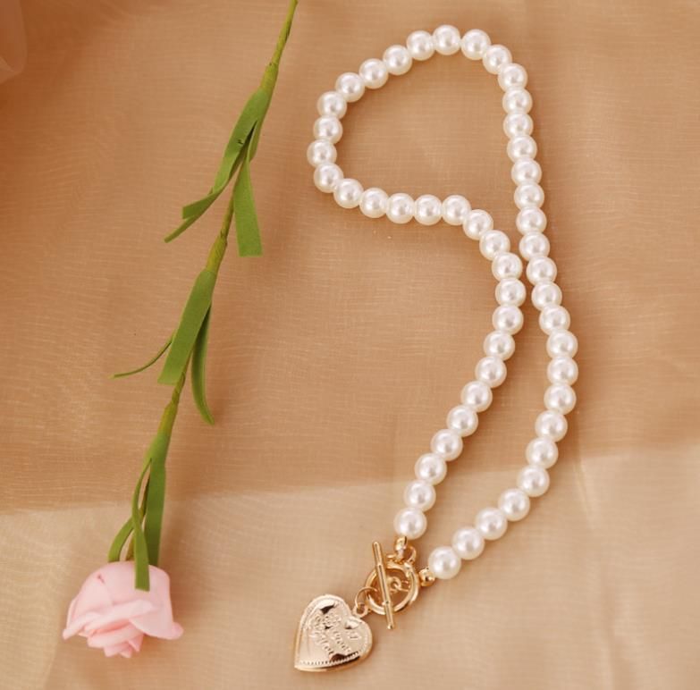 2020 New Style Open Heart Pearl Vintage Necklace