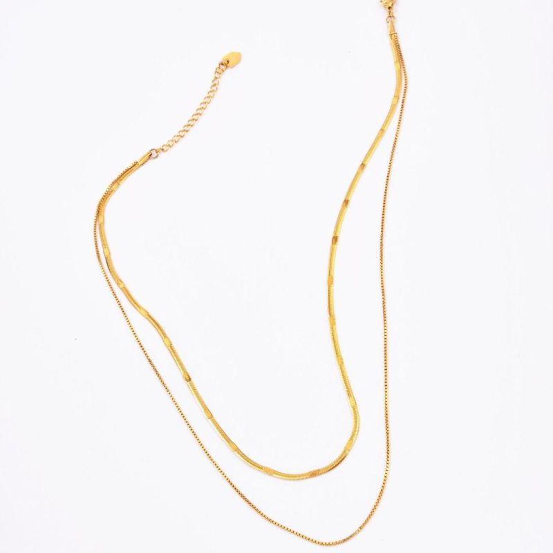 Flat Snake Chain Jewelry Lady Fashion Layering Necklace Gold Plated Custom Jewelry with  Box Chain