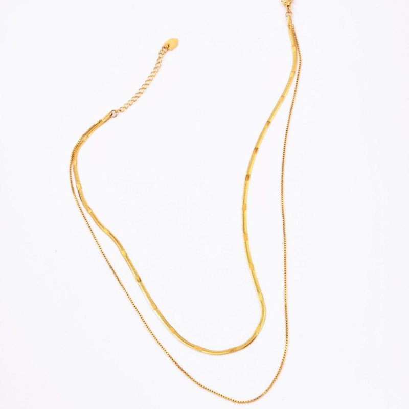 Flat Snake Chain Jewelry Lady Fashion Layering Necklace Gold Plated Custom Jewelry with Box Chain