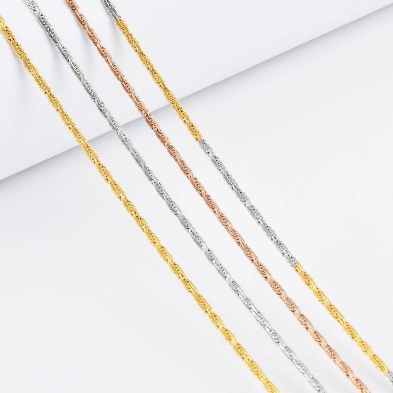 18K Gold Plated 316L Stainless Steel Fashion Rope Chain Necklace for Fashion Jewelry Making