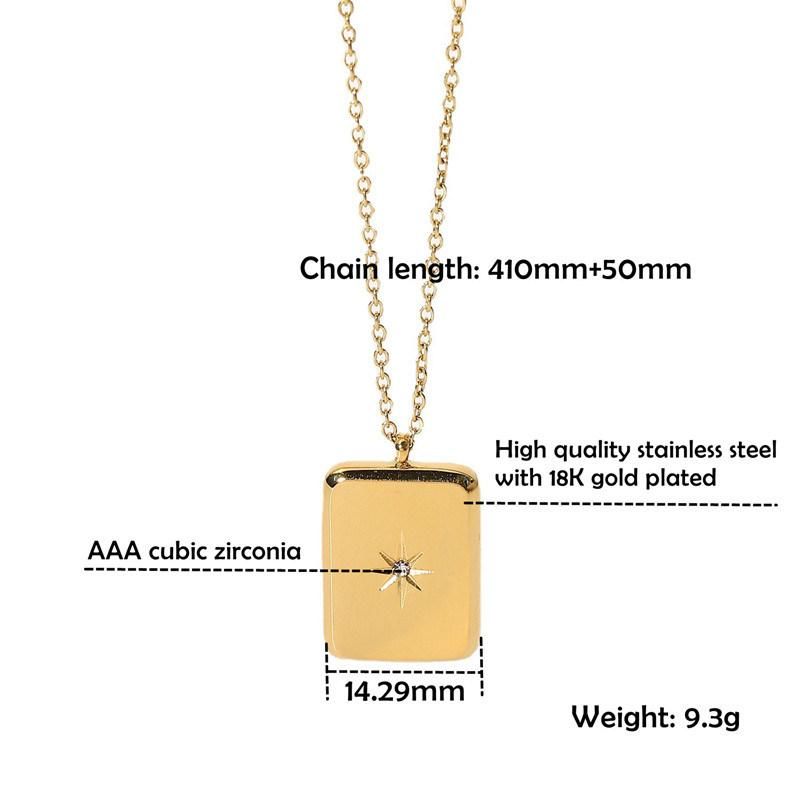 18K Gold Plated Stainless Steel Energy Pendant Necklace with High Quality CZ Necklace Jewelry