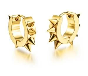 Gold Black Silver Color Gothic Punk Stud Earrings for Women Men 316L Stainless Steel Rivet Spike Earrings Rock Party Jewelry