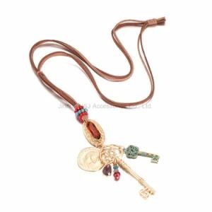 Vintage Style Long Necklace Pendants for Women Flannel Charms Necklaces Fashion Jewelry