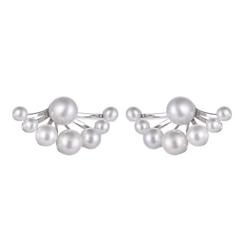 925 Silver Ladies′ Fashion Jacket Earring with Pearl