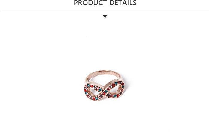 2020 Fashion Jewellery 8-Shaped Glod Ring with Colorful Rhinestone