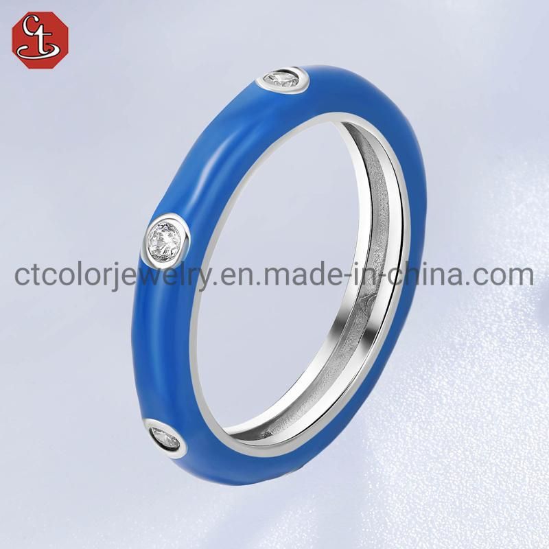 Fashion Jewelry 925 silver and brass blue Enamel Earring for women