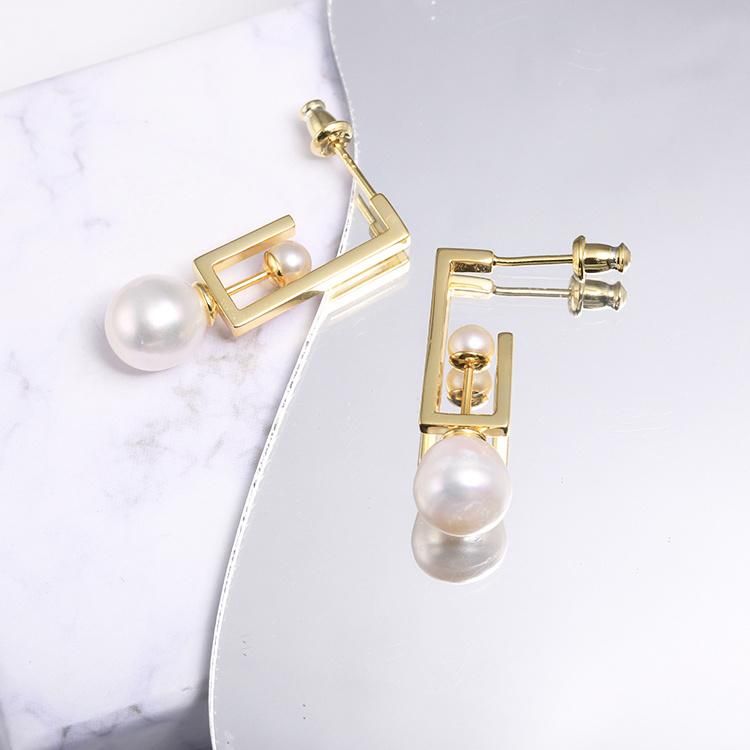 Fashion Accessories 925 Silver Fresh Water Pearl Ball Gold Plated Fashion Jewelry High Quality Jewellery Factory Wholesale Earrings