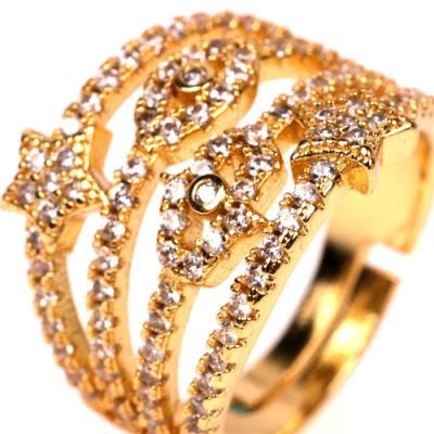 Wholesale Adjustable 18K Gold Plated Turkish Eye Open Ring Crystal CZ Evil Eyes Rings for Women