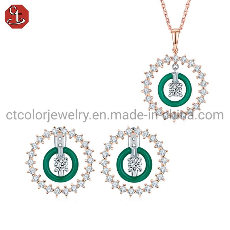 Elegant circle 925 silver White CZ Pendents necklace for girls