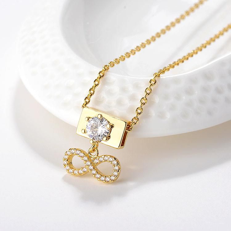 Fashion Jewelry Chain Set Engagement Wedding Heart Shape Pendent Necklace with Crystal