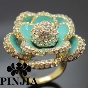 Valentine Gift Crystal Gold Flower Fashion Ring