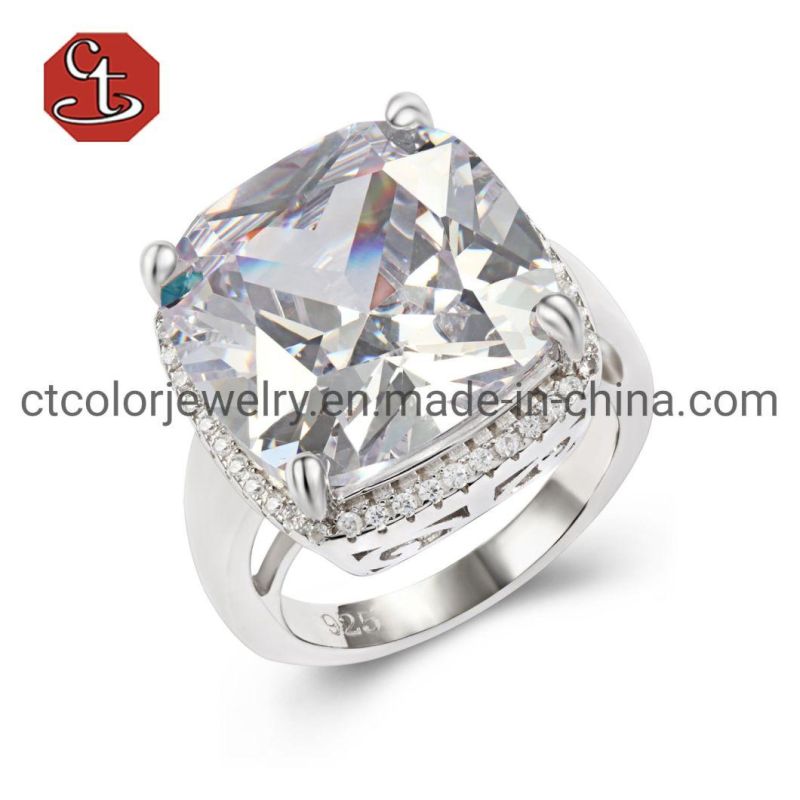 Fashion Gemstone Men Rings S925 Sterling Silver White Shell Cubic Zirconia Jewellery Finger Ring