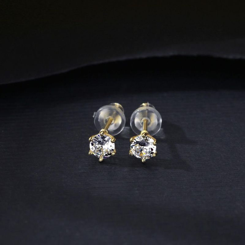 Customized Hexagon Ear Stud with Rhinestone Fashion Earring