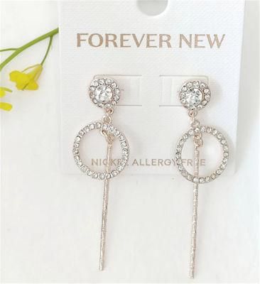 Manufacture Best Seller Repeating Style Crystal Hoop Drop Earrings in Sterling Silver Rose Gold Plated Fashion Accessories