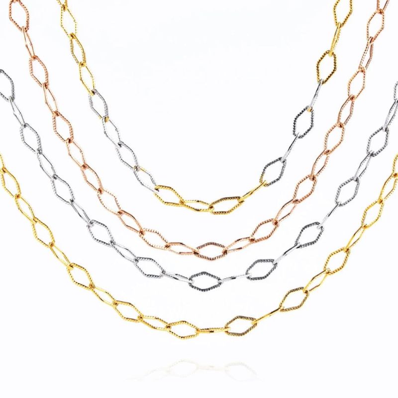 Fashion Gold Plated Jewelry Accessories Prismatic Embossed Chain for Necklaces Bracelets Anklets Custom