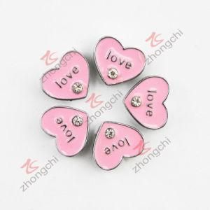 8mm Pink Heart Love You Bracelet Slider Charm (JP08)