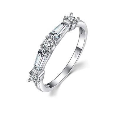 Customized Women Sterling Silver CZ Wedding Ring Engagement CZ Ring Band