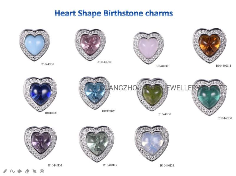 Different Shapes Multi-Colour Birthdaystone DIY Silver Charm