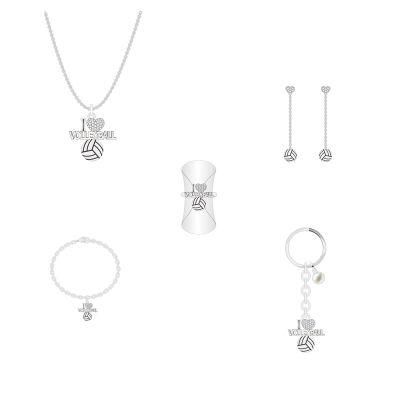 Fashion Classical Silver Love Volleyball Shape Jewelry Set