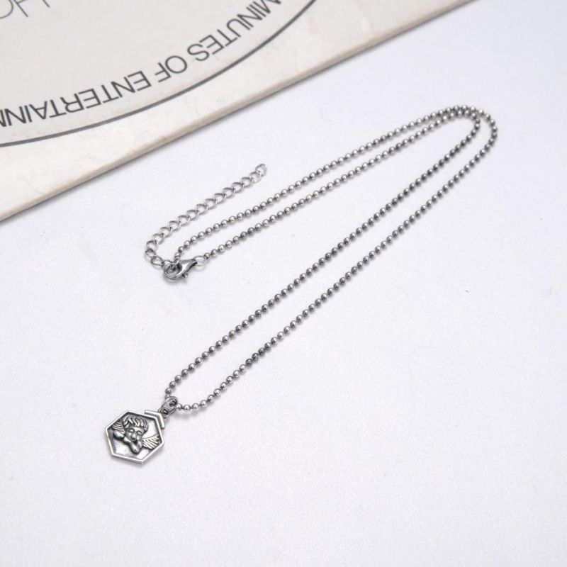 Hot Sale Oxide Hexagon 925 Sterling Plain Silver Pendant Necklace