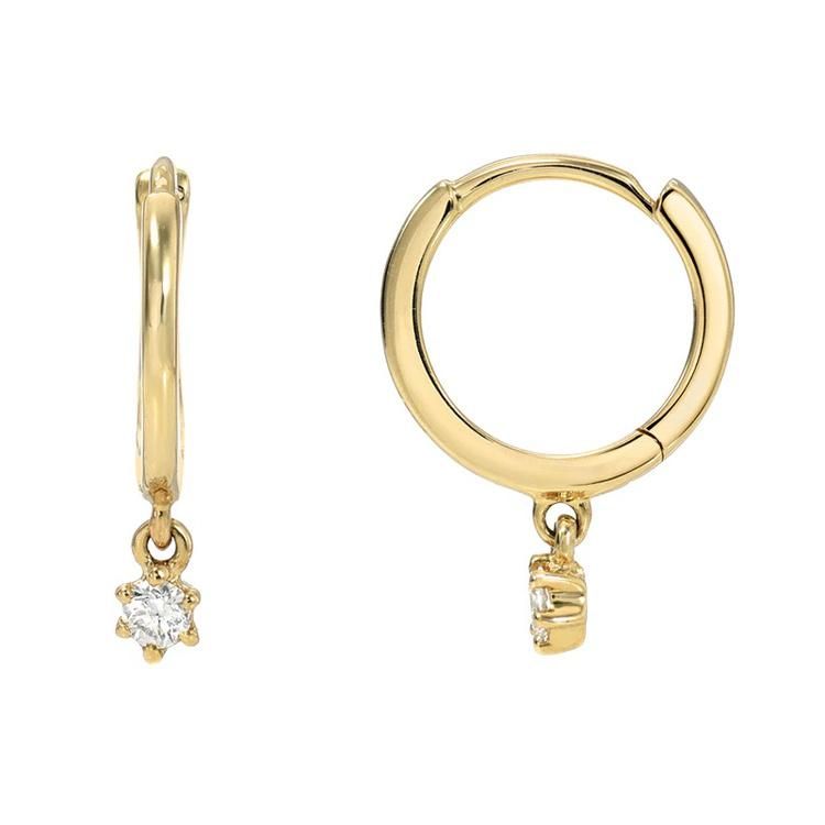 Customize 18K Gold Plated Jewelry Fashion 925 Sterling Silver Dainty Mini Huggie Round CZ Stone Drop Hoop Earrings for Women