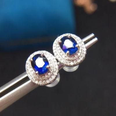 Fashion Sapphire Ear Stud Royal Blue Earrings China