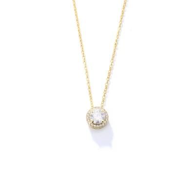 Lady Fashion Wedding Jewelry 14K Gold Plated Silver 925 Shining Zircon Diamond Necklace Jewelry