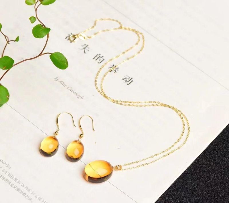 Citrine Set of Pendant and Earrings China Donghai Crystal