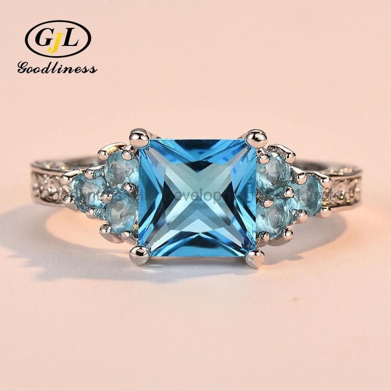 S925 Sterling Silver White Zircon with Black Zircon Ring
