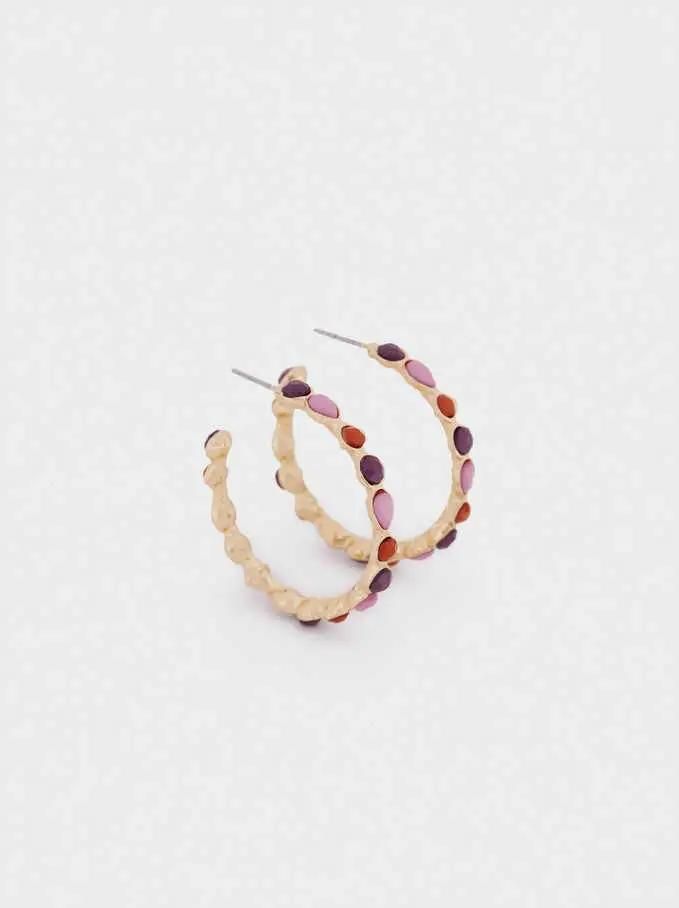 Fashion Colorful Stone Circle Earrings Jewelry
