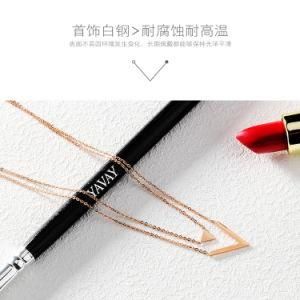 Fashion Jewelry Adjustable Double Chain V Type Pendant Stainless Steel&#160; Women Necklace&#160;