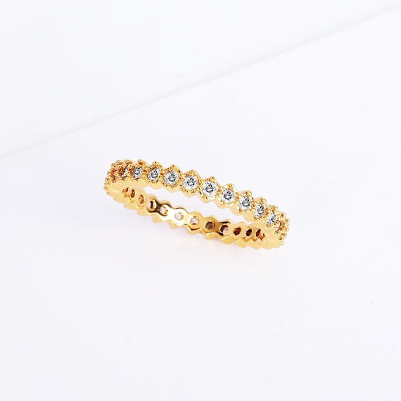 Custom Gold Silver Ring with CZ Diamond Ring Jewelry Women Diamond Statement Wedding Factory