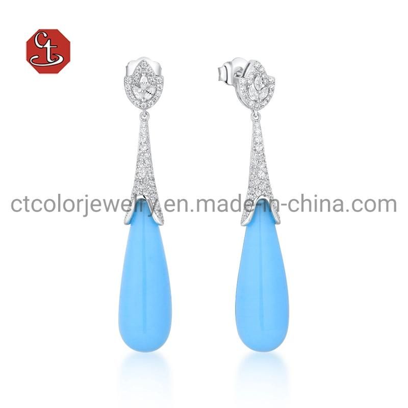 New Arrival Wholesale Factory 925 Sterling Silver Fashion Jewelry Jewellery Cheap Enamel Drop Earrings