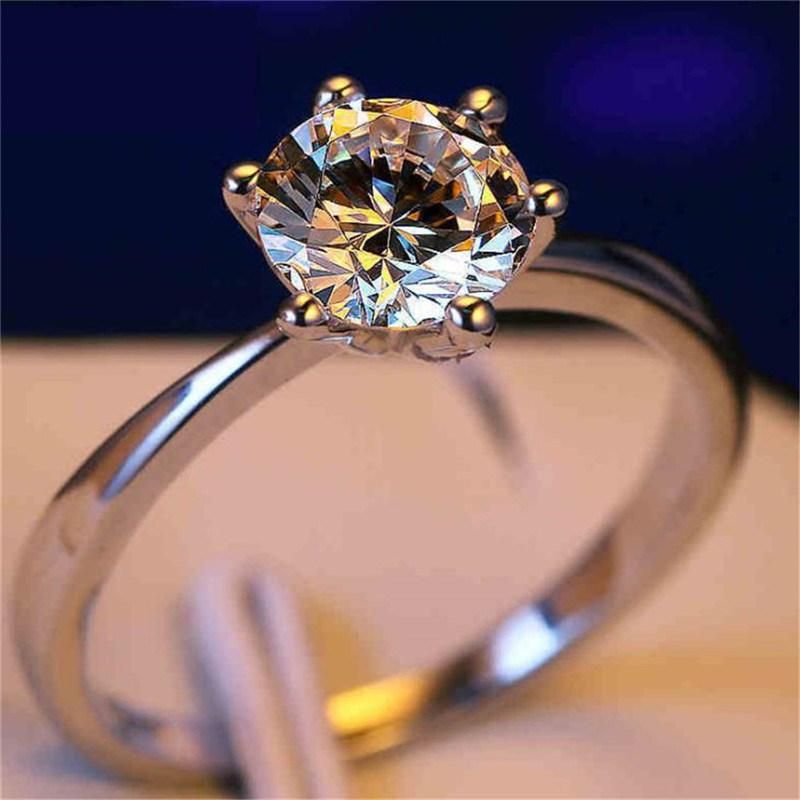 Women Fine Jewelry Zircon Cubic Wedding Ring S925 Sterling Silver Rings