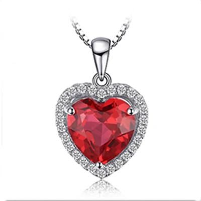 Fashion 925 Sterling Silver Jewelry Wedding/Engagement Necklace Pendant with Created Gemstone Ruby
