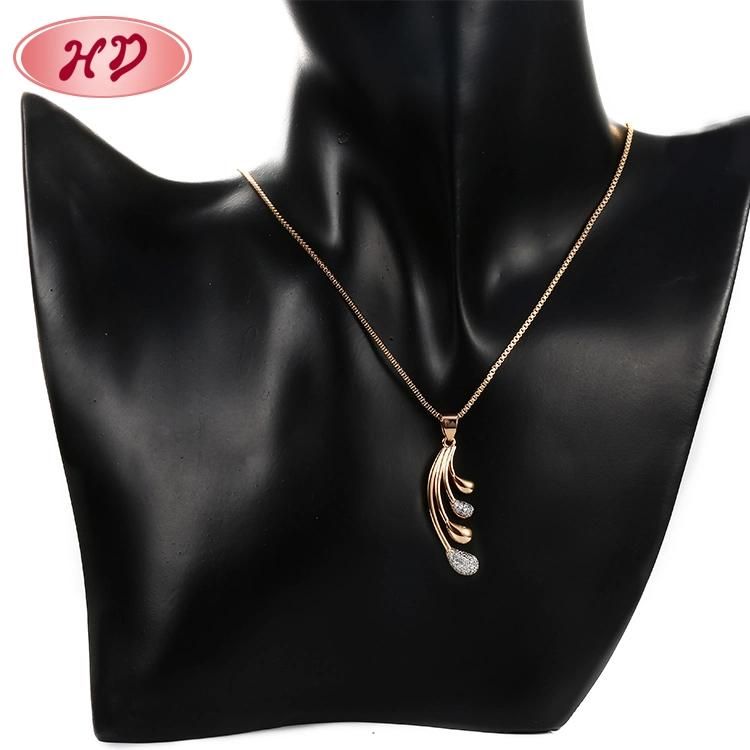 Women Fashion Jewelry Accessories 18K Gold Plated Silver Alloy Chain Sets Pendant Necklace with CZ Crystal