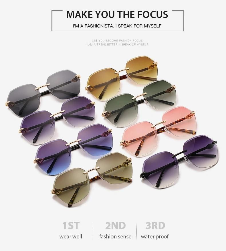 Luxury Frameless PC Lense Metal High Quality Sunglasses