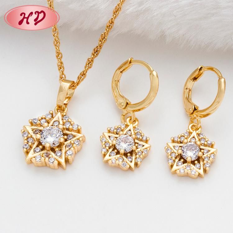 High Quality 18K Gold Plated Crystal Rhinestone Jewelry Set with Necklace for Women