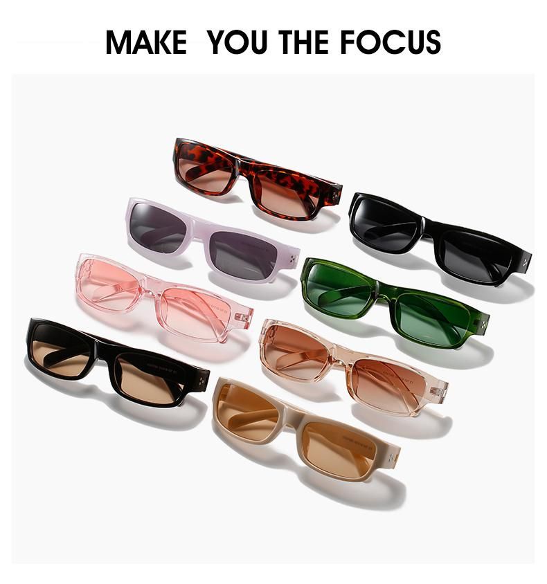Sunglasses New Square Retro Small Frame Sunglasses Female Personality Rice Nail Olive Green Sunglasses
