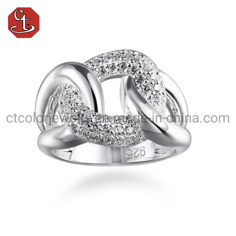 Wholesale Fashion 925 Silver Fine Jewelry Chain Rings for Women