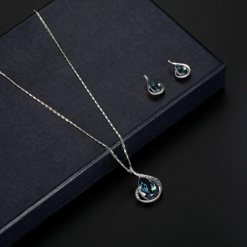 2022 Cross-Border Amazon Hot Selling Gourd Necklace and Earrings Fully-Jeweled Crystal Necklace Earrings