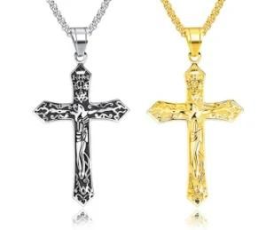 Silver&Gold Color Brand Pendant Necklace Antique Cross Crucifix Jesus Cross Pendant Necklaces for Women Men