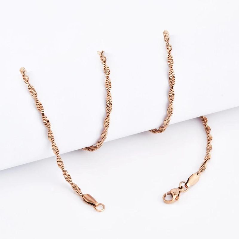 Wholesale Fashion 316 Steel Gold Plated Twisted Herringbone Chains Jewellery for Necklace Bracelet