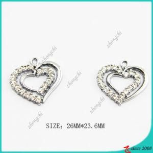 Zinc Alloy Silver Metal Heart Charm