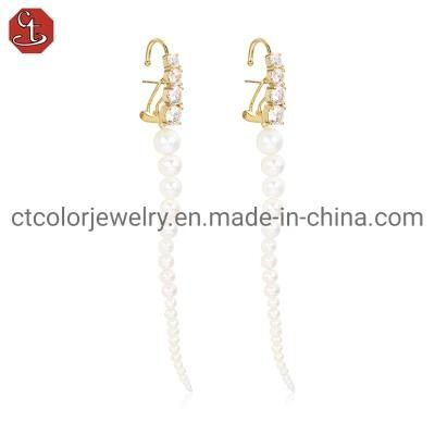 Wholesale 925 Silver Design Women Fashion Jewelry Accessories Pearl Tassel Bead Drop Earrings