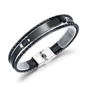 Fashion Stainless Steel &#160; Accesssory Multi-Layer Leathe Chain Men Bracelet