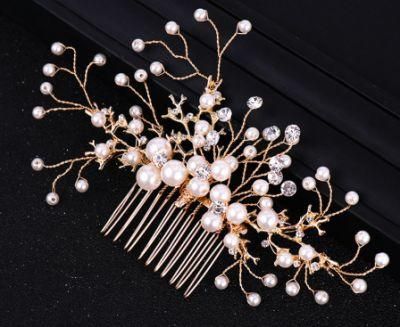 Bridal Wedding Pearl Crystal Hair Comb Hair Vines Hair Clip Headpiece