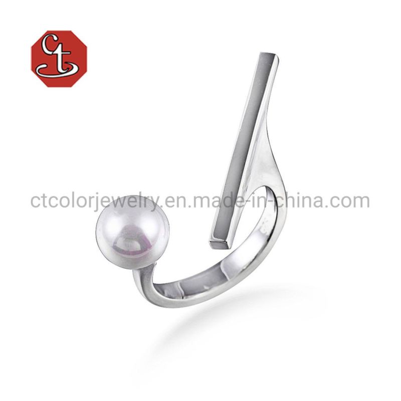 2020 Trendy Style Open Ring Women Shell Pearl Geometric Rings Fashion Brass Wedding Dinner Jewelry