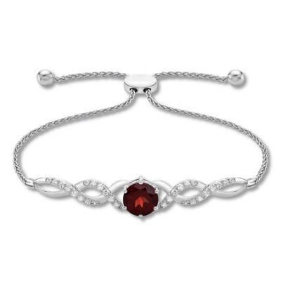 Round Cut Red Garnet 925 Sterling Silver Hot Sale Wholesale Price Bracelet